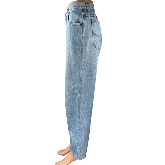 Lee Women's Blue Light Wash Baggy High Rise Straight Denim Jeans Size 16 Petite - Picture 2 of 4